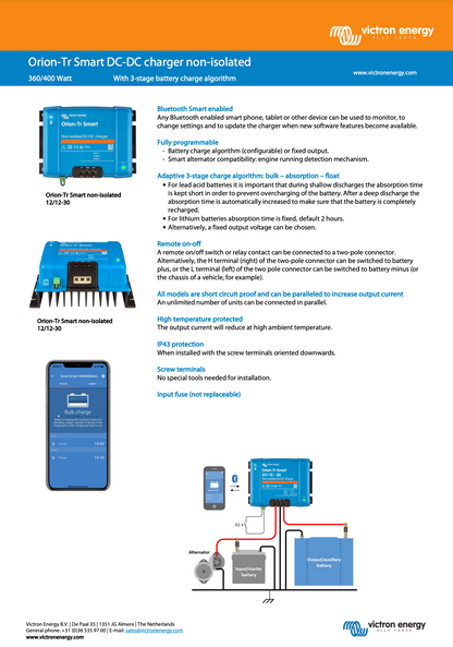 CHARGEUR NON-ISOLÉ ORION-TR SMART CC-CC 12 / 12-30A DE VICTRON