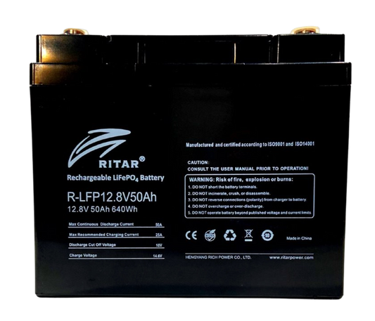 BATTERIE LITHIUM PHOSPHA LIFEPO4 12V 50AH DE RITAR